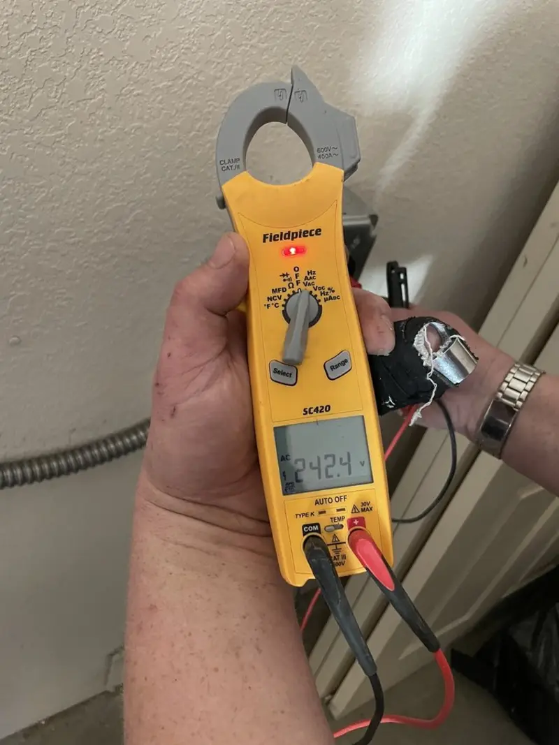 Voltage testing with clamp meter during Generator Installation in Morgantown